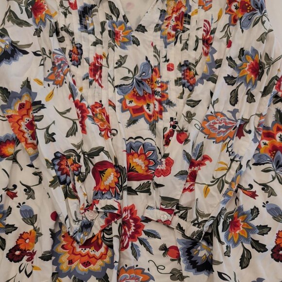 Old Navy Sz XL White AOP Floral Swing Babydoll Dress Boho Pleated Peasant Fairy - Picture 6 of 10